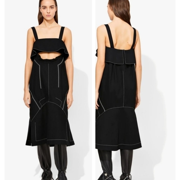 Proenza Schouler Lagenlook Cut-Out Drill Denim Dress Size 2 in Black - Picture 1 of 16